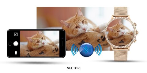Smartwatch Damski Veltori VT310-1 Złota Bransoleta + Różowy Pasek Silikonowy Smartwatch Damski Veltori VT310-1 Złota Bransoleta + Różowy Pasek Silikonowy