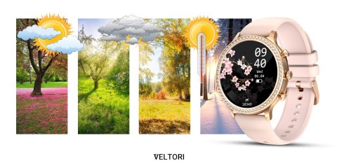 Smartwatch Damski Veltori VT310-1 Złota Bransoleta + Różowy Pasek Silikonowy Smartwatch Damski Veltori VT310-1 Złota Bransoleta + Różowy Pasek Silikonowy
