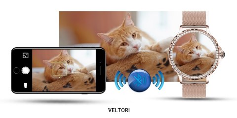 Smartwatch Damski Veltori VT320-1 Złota Bransoleta + Różowy Pasek Silikonowy Smartwatch Damski Veltori VT320-1 Złota Bransoleta + Różowy Pasek Silikonowy