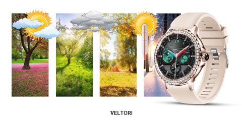 Smartwatch Damski Veltori VT320-1 Złota Bransoleta + Różowy Pasek Silikonowy Smartwatch Damski Veltori VT320-1 Złota Bransoleta + Różowy Pasek Silikonowy