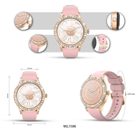 Smartwatch Damski Veltori VT360-1 Różowy Pasek Silikonowy Smartwatch Damski Veltori VT360-1 Różowy Pasek Silikonowy