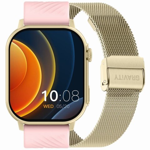 Smartwatch Gravity GT15-7 Różowy Pasek Silikonowy + Złota Bransoleta Smartwatch Gravity GT15-7 Różowy Pasek Silikonowy + Złota Bransoleta