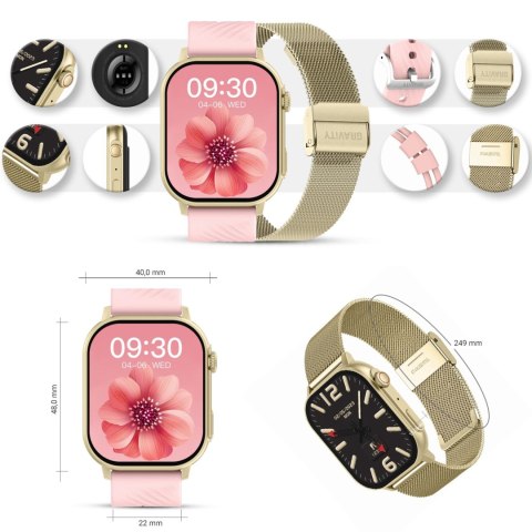Smartwatch Gravity GT15-7 Różowy Pasek Silikonowy + Złota Bransoleta Smartwatch Gravity GT15-7 Różowy Pasek Silikonowy + Złota Bransoleta