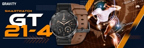 Smartwatch Gravity GT21-4 + Czarny Pasek Silikonowy Smartwatch Gravity GT21-4 + Czarny Pasek Silikonowy