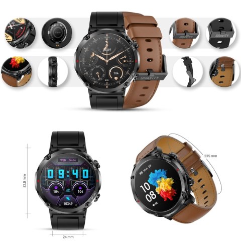 Smartwatch Gravity GT21-4 + Czarny Pasek Silikonowy Smartwatch Gravity GT21-4 + Czarny Pasek Silikonowy
