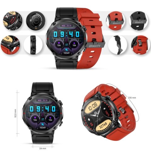 Smartwatch Gravity GT21-6 + Czerwony Pasek Silikonowy Smartwatch Gravity GT21-6 + Czerwony Pasek Silikonowy