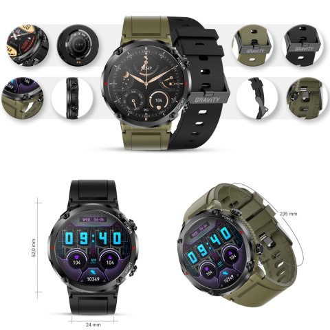 Smartwatch Gravity GT21-7 + Czarny Pasek Silikonowy Smartwatch Gravity GT21-7 + Czarny Pasek Silikonowy