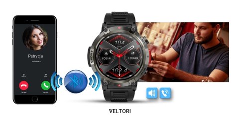 Smartwatch Veltori VT140-1 Czarny Pasek Silikonowy Smartwatch Veltori VT140-1 Czarny Pasek Silikonowy