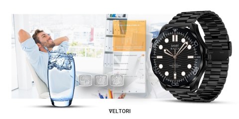Smartwatch Veltori VT150-1 Czarny Pasek Silikonowy + Czarna Bransoleta Smartwatch Veltori VT150-1 Czarny Pasek Silikonowy + Czarna Bransoleta