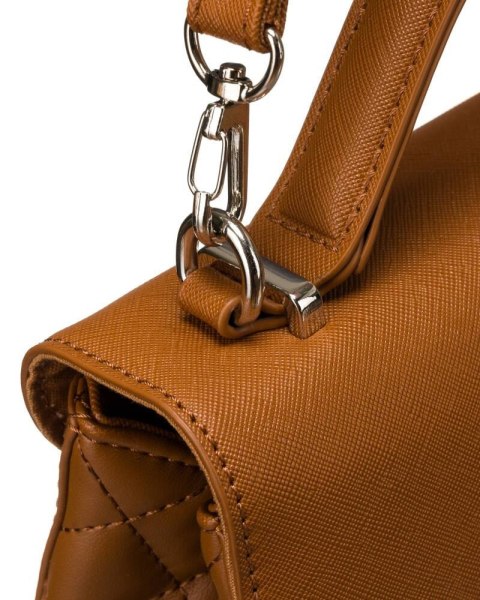 Karmelowa torebka damska crossbody ze srebrnymi okuciami - David Jones Karmelowa torebka damska crossbody ze srebrnymi okuciami - David Jones