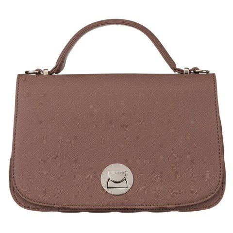 Torebka damska na ramię dwukomorowa z kieszeniami w kolorze dusty pink - David Jones Torebka damska na ramię dwukomorowa z kieszeniami w kolorze dusty pink - David Jones