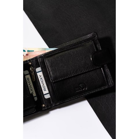 Czarny portfel skórzany męski z ochroną RFID - Rovicky Czarny portfel skórzany męski z ochroną RFID - Rovicky