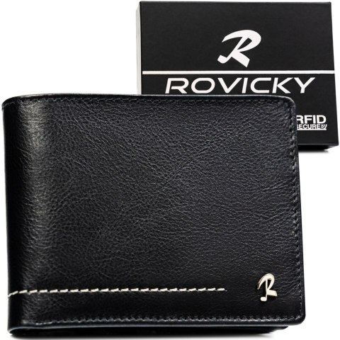 Elegancki portfel męski ze skóry naturalnej - Rovicky Elegancki portfel męski ze skóry naturalnej - Rovicky