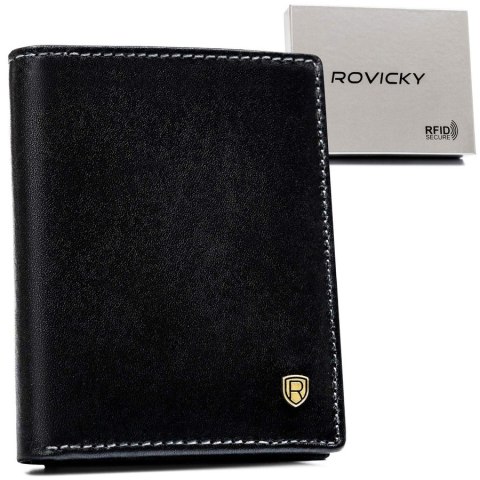 Skórzane, eleganckie etui na dokumenty w czarnym kolorze - Rovicky Skórzane, eleganckie etui na dokumenty w czarnym kolorze - Rovicky