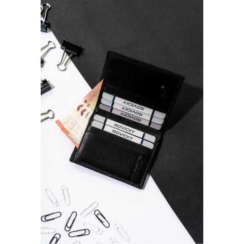 Skórzane, eleganckie etui na dokumenty w czarnym kolorze - Rovicky Skórzane, eleganckie etui na dokumenty w czarnym kolorze - Rovicky