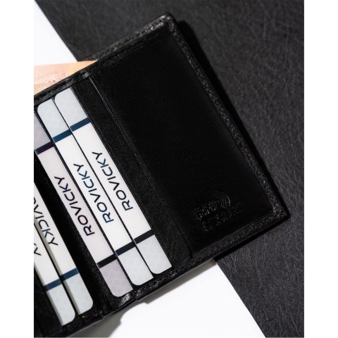 Skórzane, eleganckie etui na dokumenty w czarnym kolorze - Rovicky Skórzane, eleganckie etui na dokumenty w czarnym kolorze - Rovicky