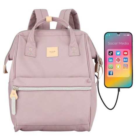 Plecak damski różowy z kieszenią na laptopa i portem USB - Himawari Plecak damski różowy z kieszenią na laptopa i portem USB - Himawari