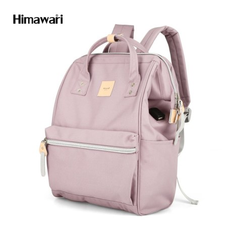 Plecak damski różowy z kieszenią na laptopa i portem USB - Himawari Plecak damski różowy z kieszenią na laptopa i portem USB - Himawari