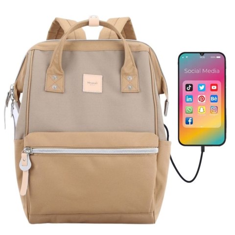 Plecak sportowy camel z USB i kieszenią na laptopa - Himawari Plecak sportowy camel z USB i kieszenią na laptopa - Himawari
