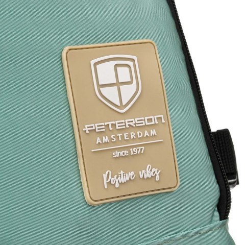 Dwukomorowy plecak podróżny w turkusowym kolorze z uchwytem na walizkę i portem USB - Peterson Dwukomorowy plecak podróżny w turkusowym kolorze z uchwytem na walizkę i portem USB - Peterson