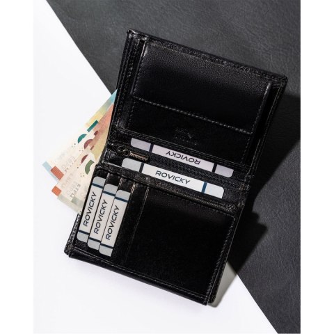Elegancki portfel męski na karty z ochroną RFID - Rovicky Elegancki portfel męski na karty z ochroną RFID - Rovicky