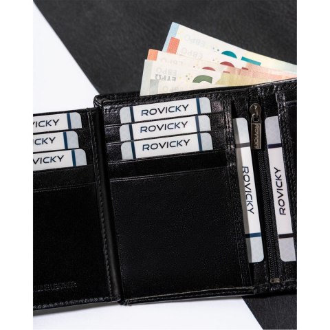 Elegancki portfel męski na karty z ochroną RFID - Rovicky Elegancki portfel męski na karty z ochroną RFID - Rovicky
