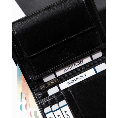 Elegancki portfel męski na karty z ochroną RFID - Rovicky Elegancki portfel męski na karty z ochroną RFID - Rovicky