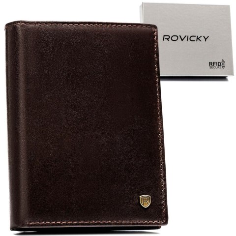 Portfel męski na prezent ze skóry naturalnej RFID - Rovicky Portfel męski na prezent ze skóry naturalnej RFID - Rovicky