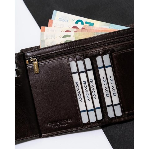 Portfel męski na prezent ze skóry naturalnej RFID - Rovicky Portfel męski na prezent ze skóry naturalnej RFID - Rovicky
