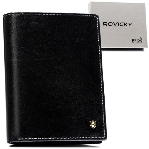 Skórzany portfel męski na dokumenty z RFID - Rovicky Skórzany portfel męski na dokumenty z RFID - Rovicky