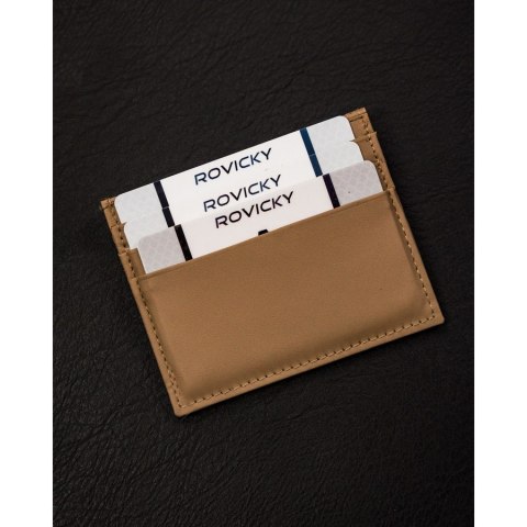 Eleganckie etui na karty ze skóry naturalnej w beżowym kolorze Eleganckie etui na karty ze skóry naturalnej w beżowym kolorze