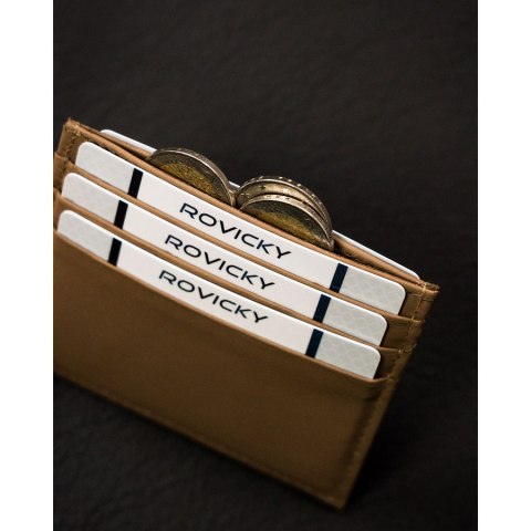 Eleganckie etui na karty ze skóry naturalnej w beżowym kolorze Eleganckie etui na karty ze skóry naturalnej w beżowym kolorze