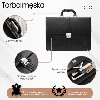 Aktówka męska skórzana Paolo Peruzzi do ręki i na ramię S-41-BL
