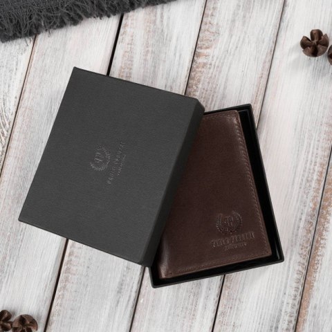 Portfel męski skórzany brązowy klasyczny elegancki z ochroną RFID Paolo Peruzzi AY-10-BR Portfel męski skórzany brązowy klasyczny elegancki z ochroną RFID Paolo Peruzzi AY-10-BR