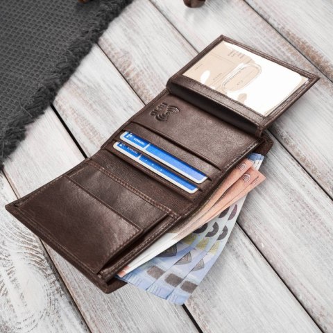Portfel męski skórzany brązowy klasyczny elegancki z ochroną RFID Paolo Peruzzi AY-10-BR Portfel męski skórzany brązowy klasyczny elegancki z ochroną RFID Paolo Peruzzi AY-10-BR