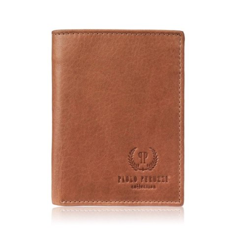 Portfel męski skórzany koniakowy klasyczny elegancki z ochroną RFID Paolo Peruzzi AY-10-CG Portfel męski skórzany koniakowy klasyczny elegancki z ochroną RFID Paolo Peruzzi AY-10-CG