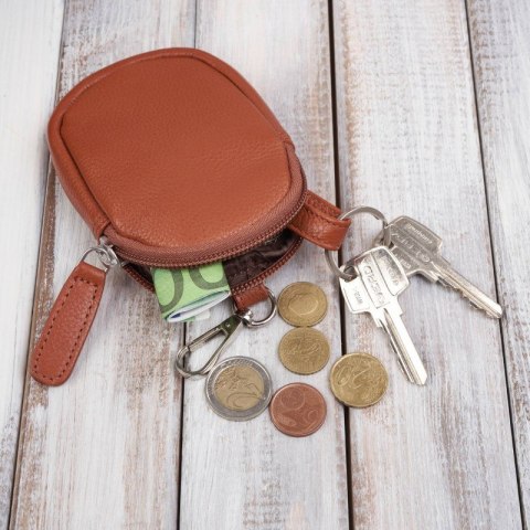 Torebka damska listonoszka skórzana z etui na klucze i drobiazgi koniakowa Paolo Peruzzi E-34-CG Torebka damska listonoszka skórzana z etui na klucze i drobiazgi koniakowa Paolo Peruzzi E-34-CG