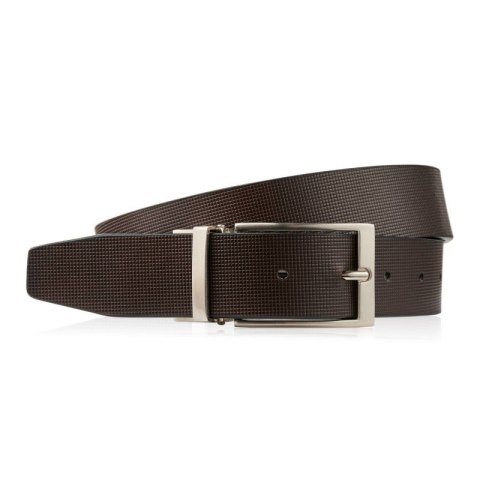 Pasek męski skórzany dwustronny brązowy i czarny z delikatnym tłoczeniem 110 cm Paolo Peruzzi SI-46-BL-110 Pasek męski skórzany dwustronny brązowy i czarny z delikatnym tłoczeniem 110 cm Paolo Peruzzi SI-46-BL-110