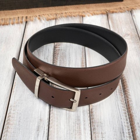 Pasek męski skórzany dwustronny brązowy i czarny ze skóry Saffiano 105 cm Paolo Peruzzi SI-47-BL-105 Pasek męski skórzany dwustronny brązowy i czarny ze skóry Saffiano 105 cm Paolo Peruzzi SI-47-BL-105