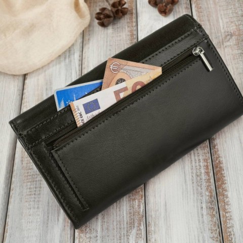 Portfel damski skórzany duży ciemnozielony z ochroną RFID klasyczny Paolo Peruzzi AL-07-GB Portfel damski skórzany duży ciemnozielony z ochroną RFID klasyczny Paolo Peruzzi AL-07-GB