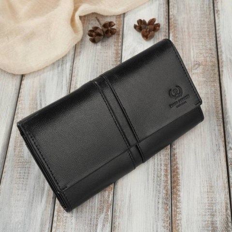 Portfel damski skórzany duży czarny z ochroną RFID elegancki Paolo Peruzzi AL-06-BL Portfel damski skórzany duży czarny z ochroną RFID elegancki Paolo Peruzzi AL-06-BL