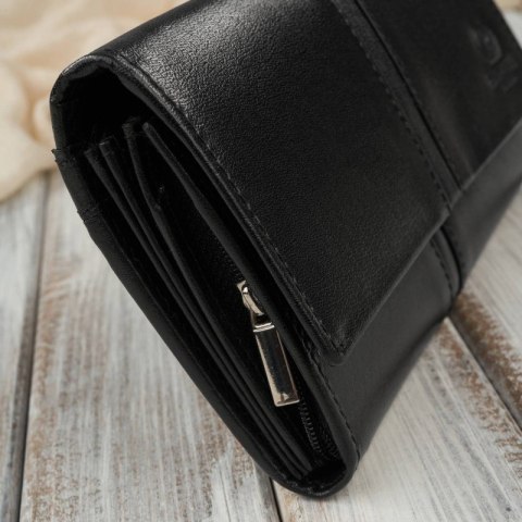 Portfel damski skórzany duży czarny z ochroną RFID elegancki Paolo Peruzzi AL-06-BL Portfel damski skórzany duży czarny z ochroną RFID elegancki Paolo Peruzzi AL-06-BL