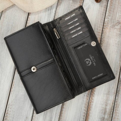 Portfel damski skórzany duży czarny z ochroną RFID elegancki Paolo Peruzzi AL-06-BL Portfel damski skórzany duży czarny z ochroną RFID elegancki Paolo Peruzzi AL-06-BL
