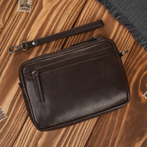 Saszetka męska do ręki brązowa elegancka klasyczna Paolo Peruzzi AL-10-BR Saszetka męska do ręki brązowa elegancka klasyczna Paolo Peruzzi AL-10-BR