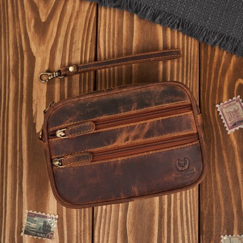 Saszetka męska skórzana do ręki vintage brązowa Paolo Peruzzi T-129-HBR Saszetka męska skórzana do ręki vintage brązowa Paolo Peruzzi T-129-HBR
