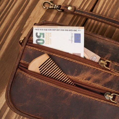 Saszetka męska skórzana do ręki vintage brązowa Paolo Peruzzi T-129-HBR Saszetka męska skórzana do ręki vintage brązowa Paolo Peruzzi T-129-HBR