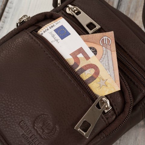 Saszetka męska na ramię skórzana pojemna brązowa Paolo Peruzzi T-133-BR Saszetka męska na ramię skórzana pojemna brązowa Paolo Peruzzi T-133-BR