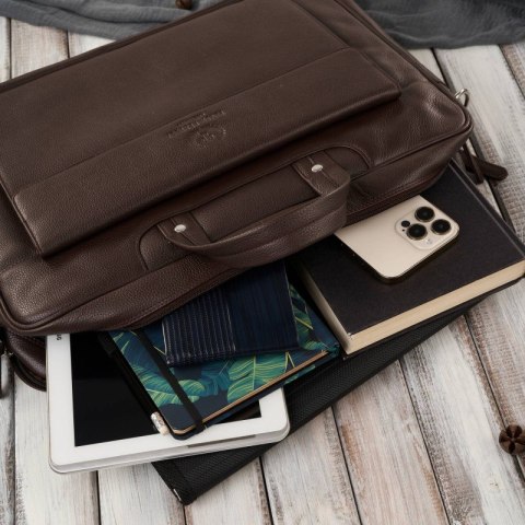 Torba męska skórzana na laptopa podróżna na walizkę Paolo Peruzzi E-25-BR Torba męska skórzana na laptopa podróżna na walizkę Paolo Peruzzi E-25-BR