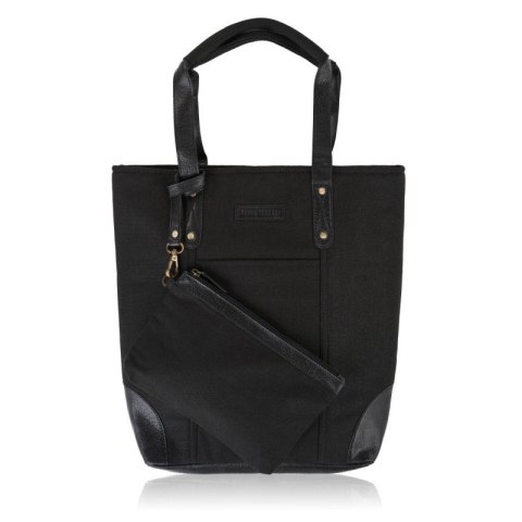 Torebka damska shopper duża czarna na ramię z dodatkową kosmetyczką wegańska Paolo Peruzzi E-23-BL Torebka damska shopper duża czarna na ramię z dodatkową kosmetyczką wegańska Paolo Peruzzi E-23-BL