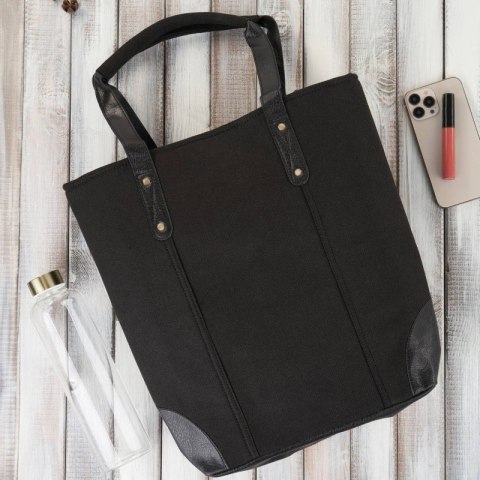 Torebka damska shopper duża czarna na ramię z dodatkową kosmetyczką wegańska Paolo Peruzzi E-23-BL Torebka damska shopper duża czarna na ramię z dodatkową kosmetyczką wegańska Paolo Peruzzi E-23-BL